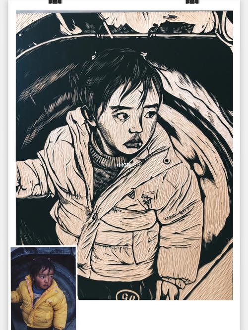 手工雕刻黑白木刻版画人物制作分享_木刻_版画_手工制作_雕刻_唯物