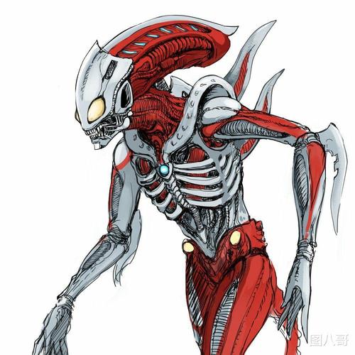 四个比较恐怖的奥特曼,两个和怪兽融合为一体,还有两个完全怪兽化