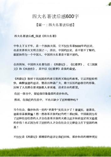四大名著读后感600字docx34页