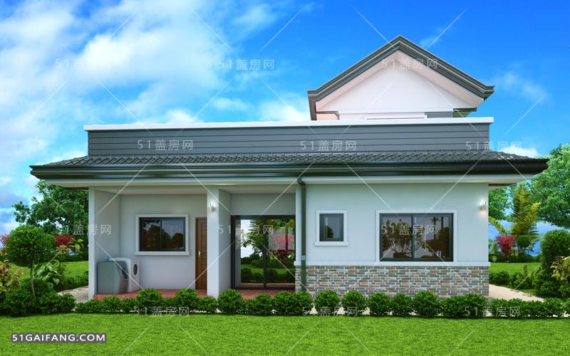 带屋顶平台的3卧室单层住宅设计图前庭后廊惬意舒适