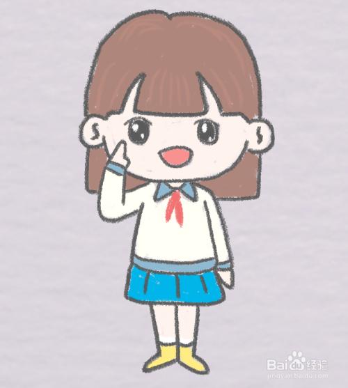 敬礼的小女孩怎么画