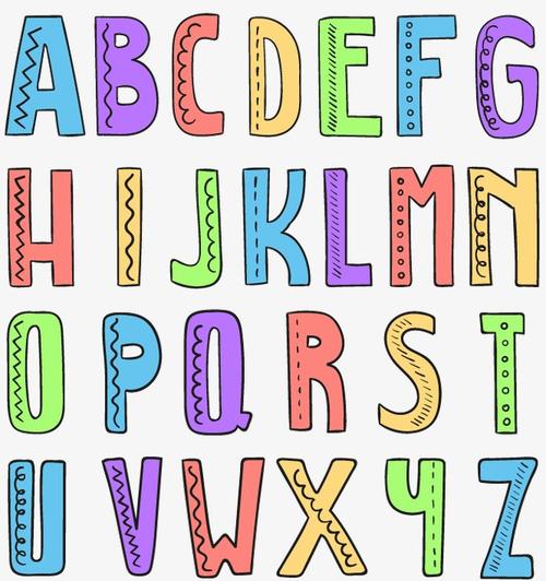搜图中国 艺术字 > 26个卡通手绘字母设计矢量图  英文字母,艺术字