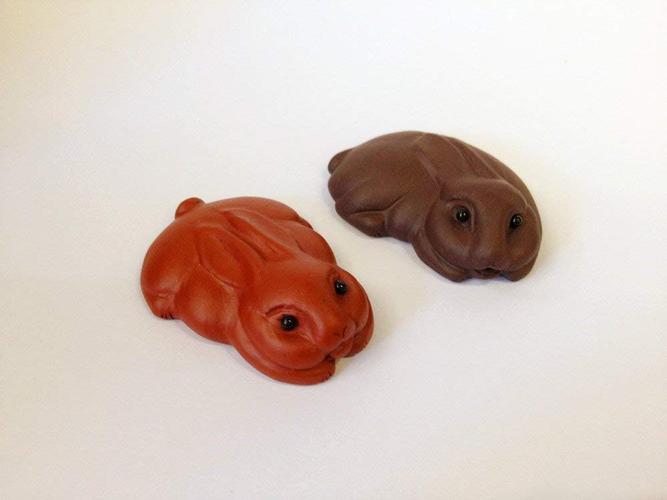紫砂小动物茶宠 紫砂工艺品 紫砂摆件 可爱小兔 (mini