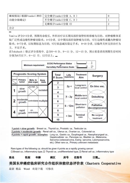 脊柱转移瘤tomita评分及是否手术评估.doc 5页