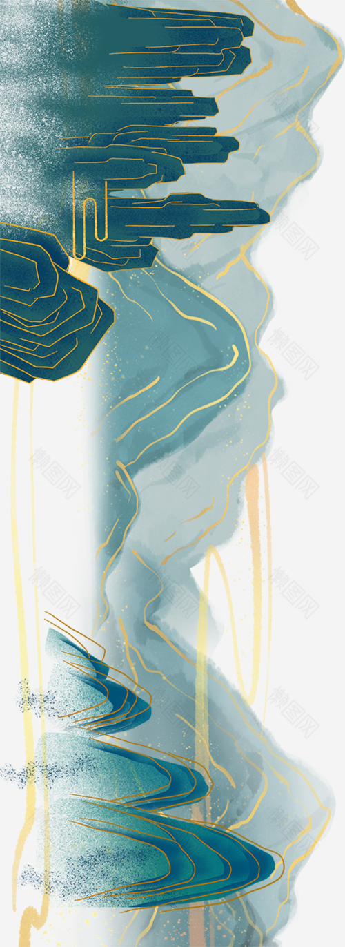 国潮中国风山水画手绘