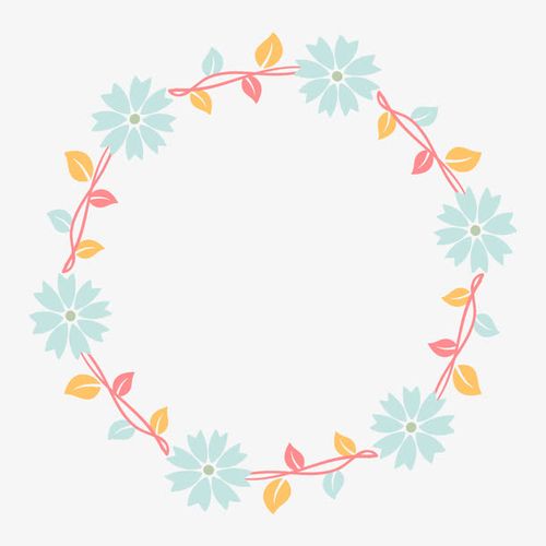 手绘小清新花朵花环装饰图案