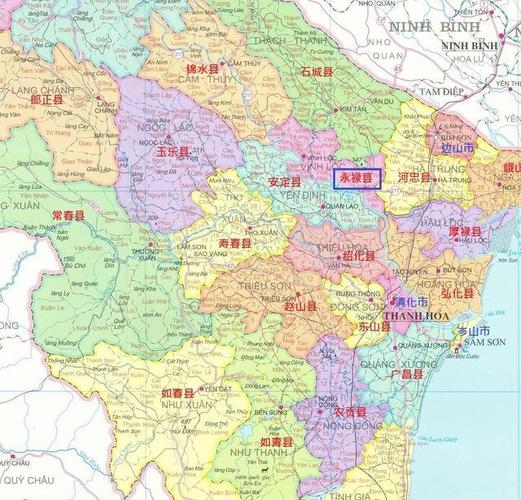 越南清化省的行政区划地图