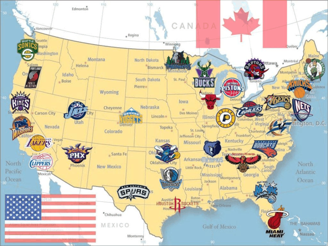 nba球队分布地图
