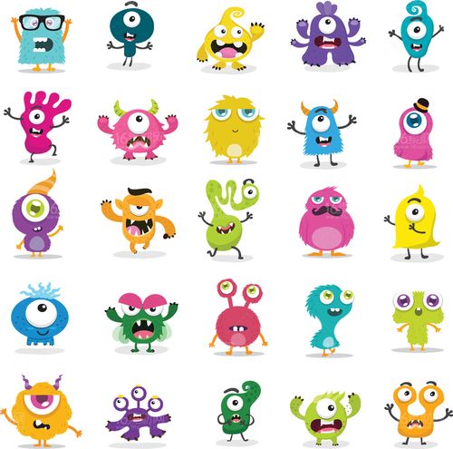 可爱卡通怪物矢量素材