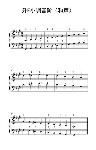 升f小调音阶-和声-儿童钢琴练习曲-钢琴谱