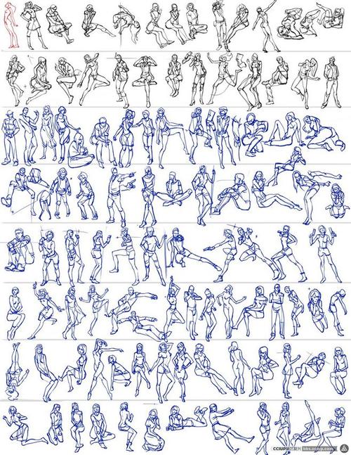 6800个人物姿势图结构素材 动态绘画 手绘小图 | cciup
