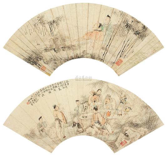 2031竹溪六逸图竹林啸咏图扇面纸本