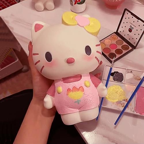石膏哈喽kitty涂鸦diy凯蒂猫hellokitty娃娃白胚涂色
