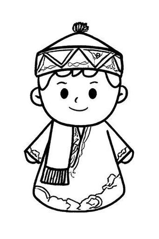 于画超有特色的新疆服装简笔画~感觉每一笔都带着浓浓的民族风情呢