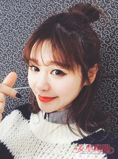 齐刘海丸子头图片