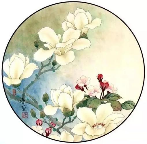 梁季兰工笔团扇花鸟38幅