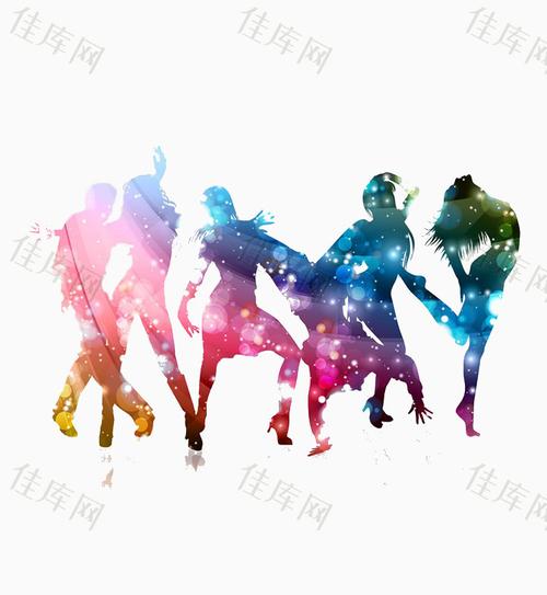 载歌载舞年轻人的剪影