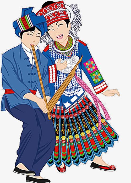 原创插画苗族跳舞女孩少数民族