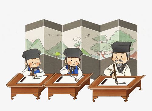 练书法的老师和学生