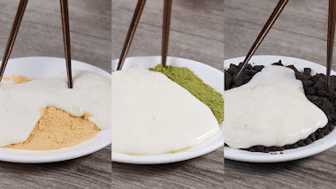 1,将牛奶和木薯淀粉,炼乳混合在一起 牛奶100克 糯米粉100克 玉米淀粉