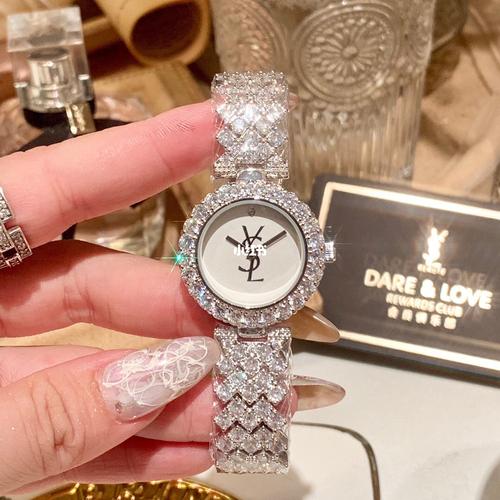 ysl949494圣罗兰新款女表 "w"全镶钻表带拼_表带_女表_镶钻