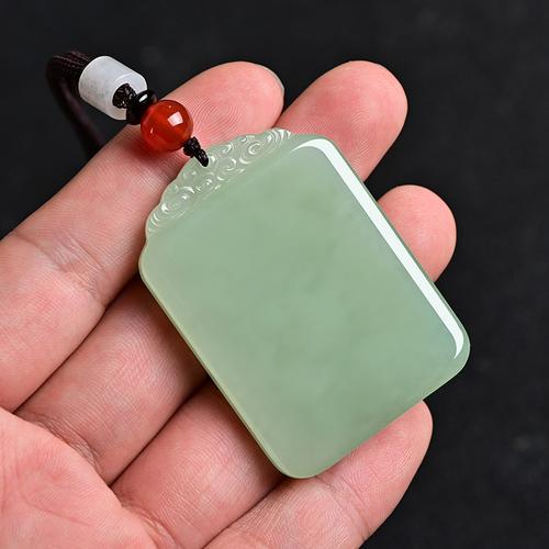 和田玉无事牌天然玉佩男女挂件青玉石定制刻字无字牌祥云平安吊坠