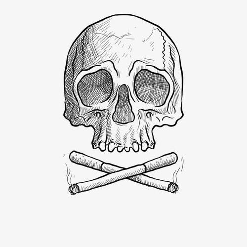关键词 : 骷髅头,烟,点燃的烟头,死亡