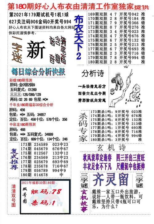 好心人21年180期精华布衣天下3d图迷12