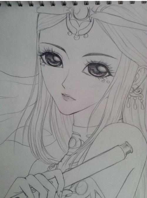 古装美女简笔素描画(简单,图片,适合入门)