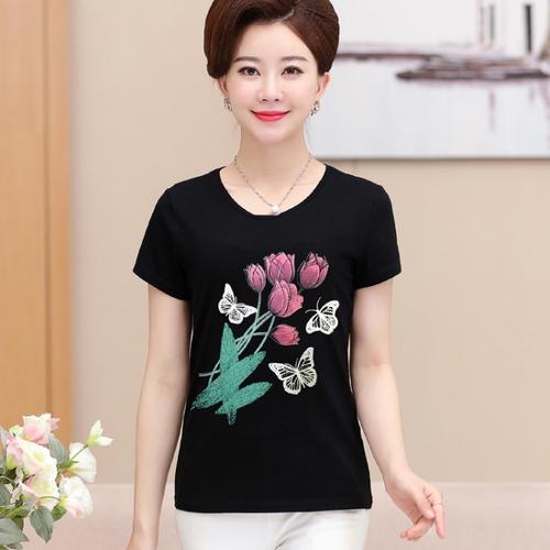 【中老年女短袖衫体恤】中老年短袖t恤女夏薄款莫代尔