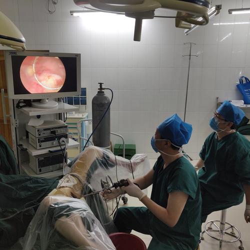 首先以电切镜切除膀胱内输尿管肿瘤.