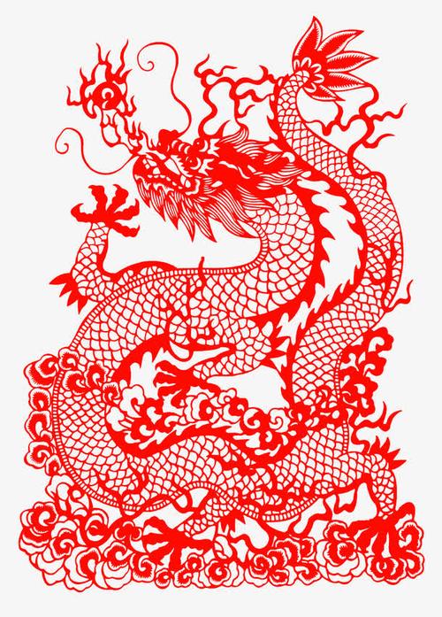 红色龙剪纸