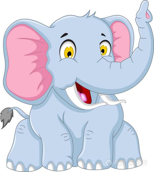 可爱的大象卡通摆姿势