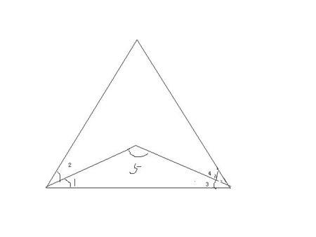 等边三角形内有一个等腰三角形,且∠1=∠2.∠3=∠4,求∠5的度数?