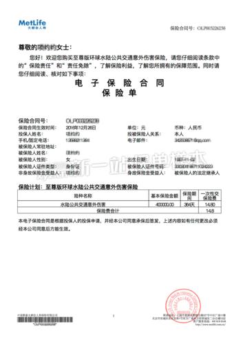 锦程交通意外险保单 中国人寿200意外险