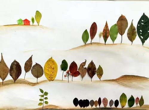 获奖树叶粘贴画大全 树叶风景画图片作品
