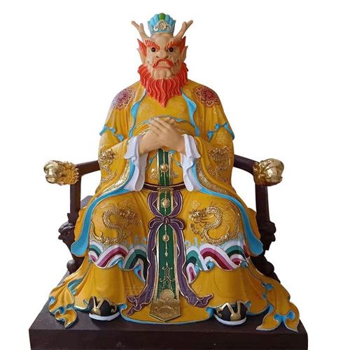 定制玻璃钢彩绘 道教四海龙王神像 东海龙王 黑脸 龙爷 白龙爷 黄龙爷