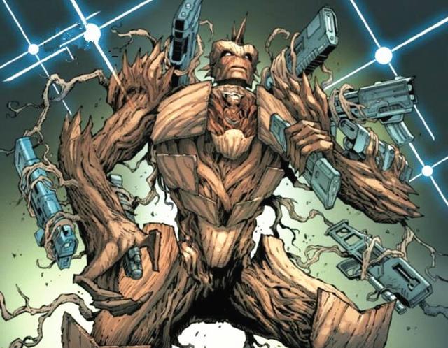 火箭浣熊也有一套大型机甲,穿上格鲁特战甲后,一身武器太霸气!