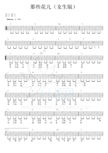 那些花儿 - 范玮琪 尤克里里谱 小鱼