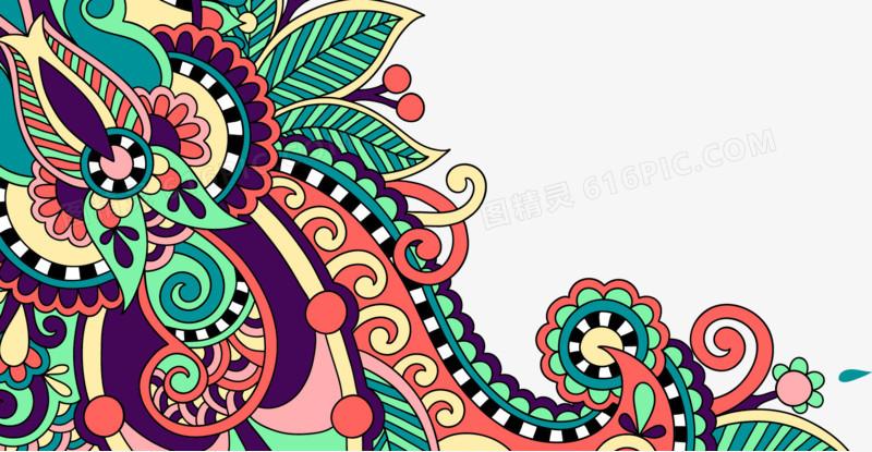 传统花纹 彩色花纹 彩色底纹 古典花纹