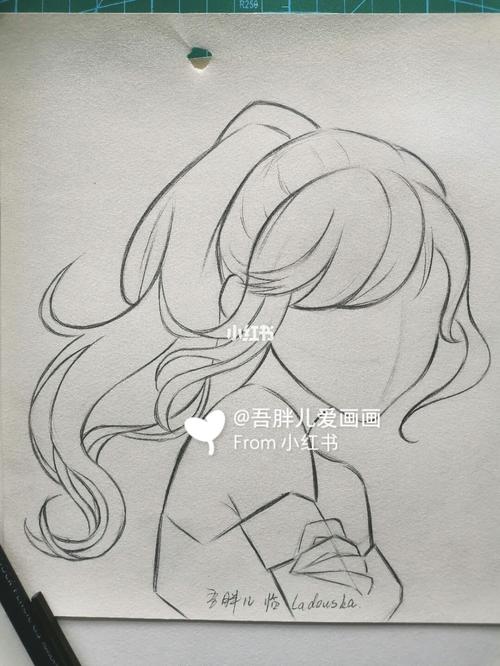 长发辫子少女头像速写线稿_长发_动漫_简笔画_发型_画画_简笔画教程