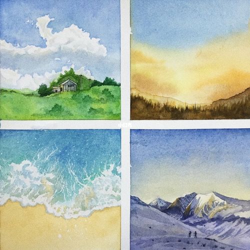 春夏秋冬色彩构成|临摹|_色彩构成_临摹_春夏秋冬色彩