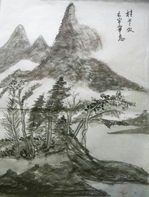 泗水县山水画学习班《米家点烟雨江南山水》临习作品选(2020.5.27)