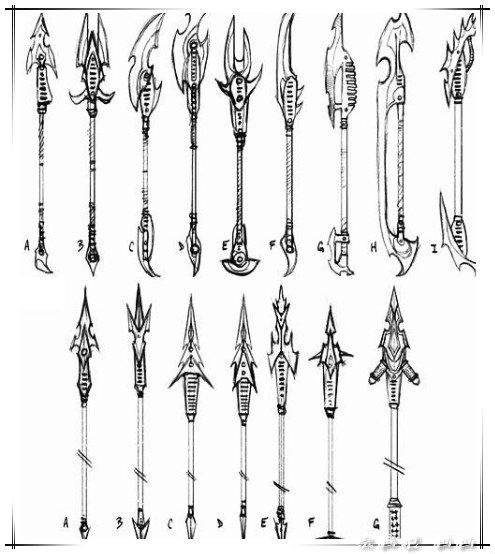 刀枪剑戟,斧钺钩叉,各种武器冷兵器的画法