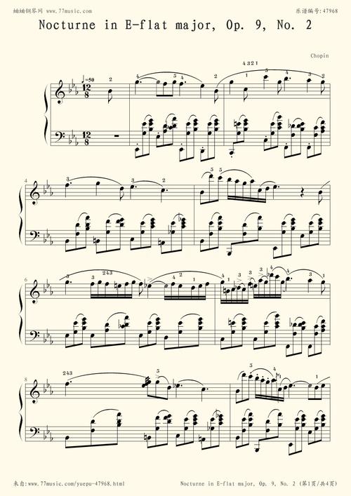 钢琴谱:nocturne in e-flat major, op. 9, no. 2