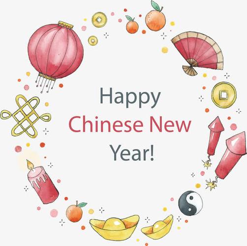 手绘水彩中国风新年海报