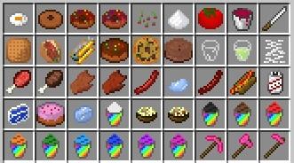 minecraft手机版里面可以吃的东西比如牛肉,苹果,面包,蛋糕之类的都