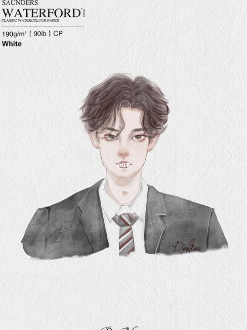 耶啵_绘画_王一博_速写_简笔画_钢笔淡彩_文化_绘画