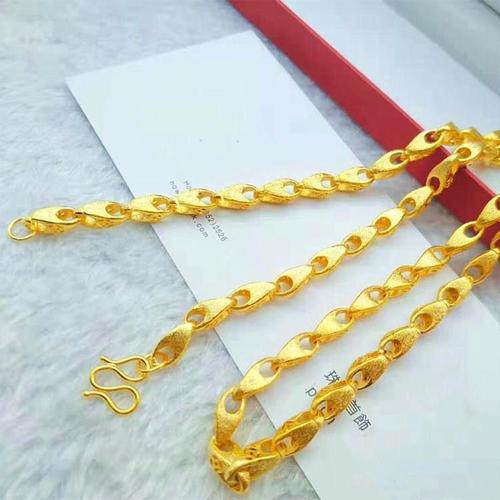 欧币金拉丝金钱项链 黄铜镀金钱币项链 越南镀真金金