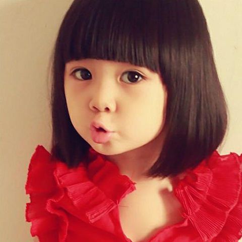 女童bobo头假发女短发小女孩齐刘海波波头发套可爱宝宝逼真全头套